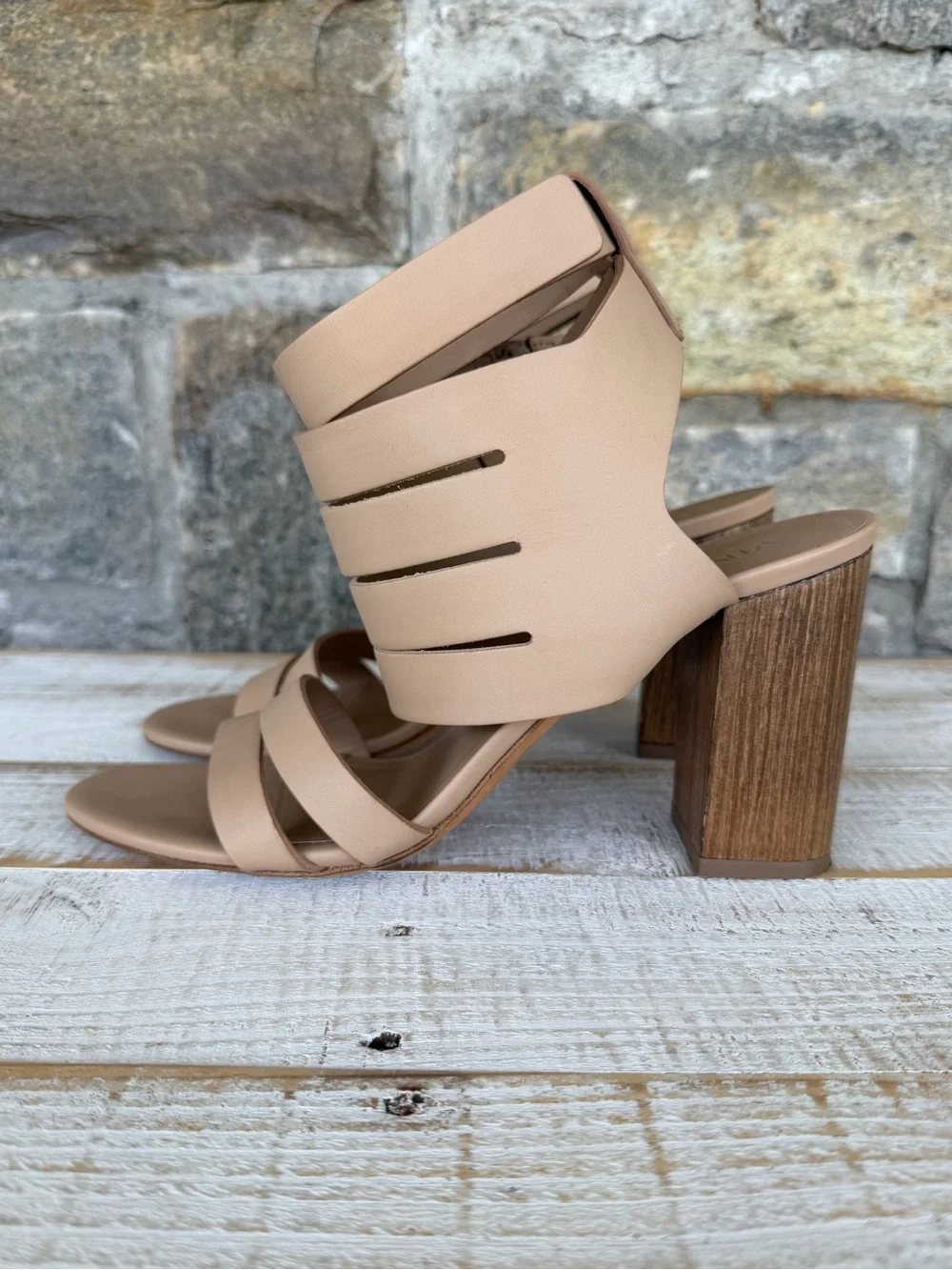 Vince Beige/Tan Strappy Cutout High Heel Sandals